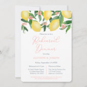 Zitronen Citrus Pink Hochzeit Probe und Abendessen Einladung (Vorderseite)