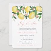 Zitronen Citrus Sip und Meet Baby Girl Party Einladung (Vorderseite)