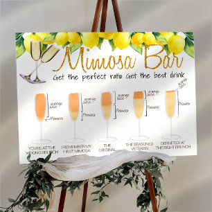 Zitronen-Dekorierte Mimosa-Bar-Hochzeitsbrunch-Taf Poster