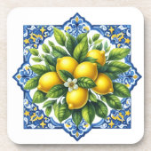 Zitronen-Fliesen-Kunststoff-Untersetzer-Set Getränkeuntersetzer (Vorderseite)