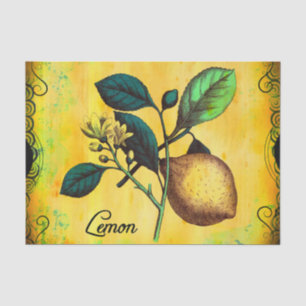 Zitronen-Frucht-Blumen-Blätter-Vintages Seidenpapier