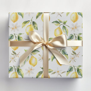 Zitronen Frucht Florales Botanisches Muster Geschenkpapier