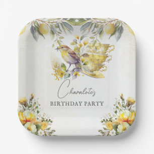 Zitronen-Geburtstags-Vintage-Teeparty Pappteller