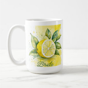Zitronen-Gelb-Frucht-Hübsche-Aquarell-Braut Kaffeetasse