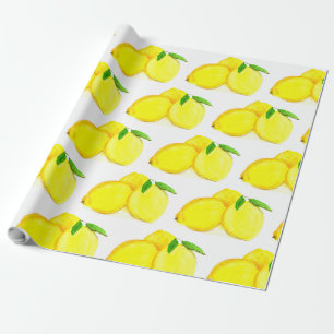 Zitronen Gelbe Frucht Muster Aquarell Zitrusfrücht Geschenkpapier
