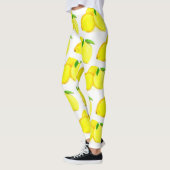 Zitronen Gelbes Fruchtmuster Wasserfarbenzitrus Leggings (Links)