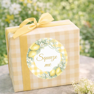 Zitronen Gingham Kniff mich Partygeschenk Runder Aufkleber