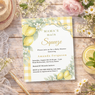 Zitronen Gingham-Quetsch-Schleife Baby Shower Einl