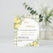 Zitronen Gingham Salbei Garten Tee Geburtstagseinl (Stehend Vorderseite)