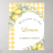 Zitronen Gingham-Schleife Gartenparty Willkommen Poster (Vorne)