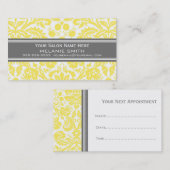 Zitronen-graue Damast-Salon-Verabredungs-Karten Terminkarte (Vorne/Hinten)