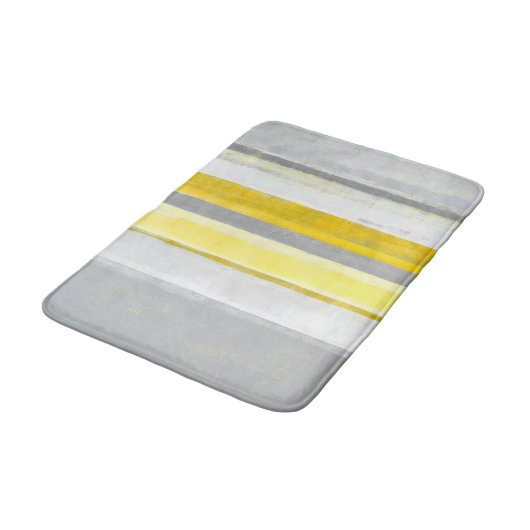 "Zitronen-" graue und gelbe abstrakte Kunst Badematte (Schrägansicht)