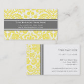 Zitronen-grauer Damast-BlumenVisitenkarten Visitenkarte (Vorne/Hinten)