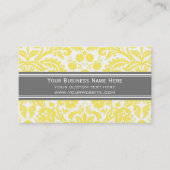 Zitronen-grauer Damast-BlumenVisitenkarten Visitenkarte (Vorderseite)
