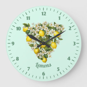 Zitronen Große Wanduhr
