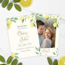 Zitronen-Grün-Pfanzliche-Hochzeit Save the Date Fo