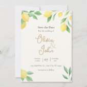 Zitronen-Grün-Pflanzenwelt Speichern Sie das Datum Einladung (Vorderseite)