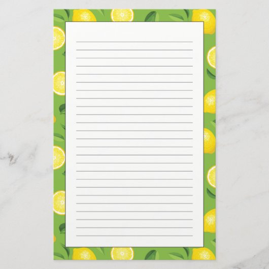 Zitronen-Hintergrund-Muster Briefpapier (Vorderseite)