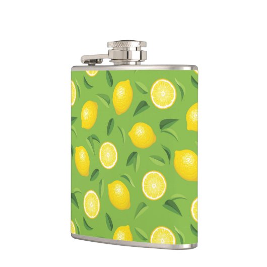 Zitronen-Hintergrund-Muster Flachmann (Links)