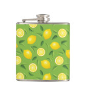 Zitronen-Hintergrund-Muster Flachmann (Vorderseite)