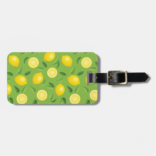Zitronen-Hintergrund-Muster Gepäckanhänger (Vorderseite horizontal)