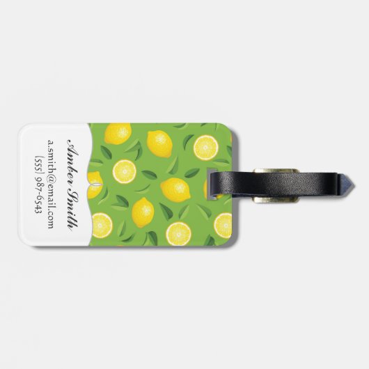 Zitronen-Hintergrund-Muster Gepäckanhänger (Rückseite horizontal)