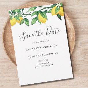 Zitronen-Hochzeits-Einladungskarte zum Speichern d Save The Date