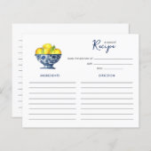 Zitronen in blau-weiß Schüssel Rezept Karte (Vorne/Hinten)