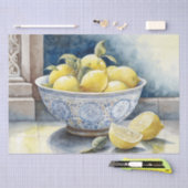 Zitronen in einer Blue Bowl Painting Dekoupage Seidenpapier (Handwerk)