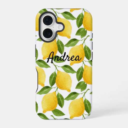 Zitronen iPhone-Hülle monogrammiert iPhone 16 Hülle (Rückseite)