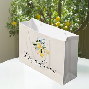 Zitronen Italienische Hochzeits-Schriftart Name An Große Geschenktüte