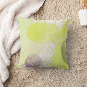 Zitronen-Kiwi-Grünes Mid-Century-Abstrakt Kissen