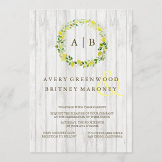 Zitronen-Kranz-Hochzeits-Einladung Einladung