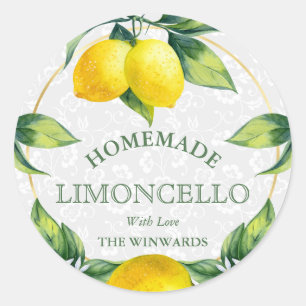 Zitronen Kranz Selbstgemachter Limoncello Etikett Runder Aufkleber