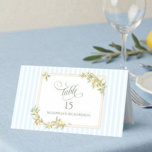 Zitronen-Küstenstreifen Personalisierte Hochzeit Platzkarte