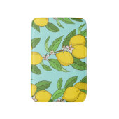 Zitronen, lebendiger, blauer Hintergrund Nahtlos. Badematte (Vorderseite Vertikal)