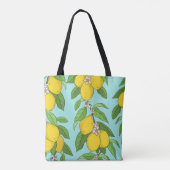 Zitronen, lebendiger, blauer Hintergrund Nahtlos. Tasche (Rückseite)