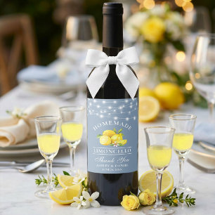 Zitronen Lichter Staubblau Limoncello Flaschenetik Weinetikett