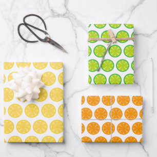 Zitronen Limetten Orangen Fruchtverpackungspapier Geschenkpapier Set