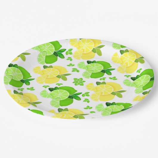 Zitronen Limon| Zitrone Limone Scheiben Zitrusfrüc Pappteller (Schrägansicht)