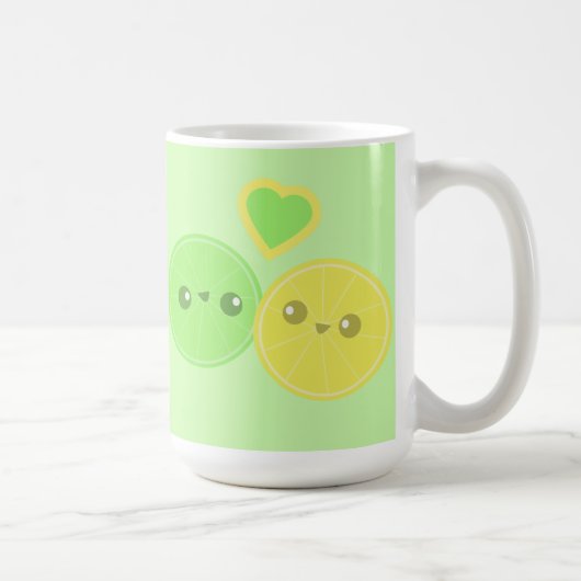 Zitronen-Limone Herz Kawaii Tasse (Rechts)