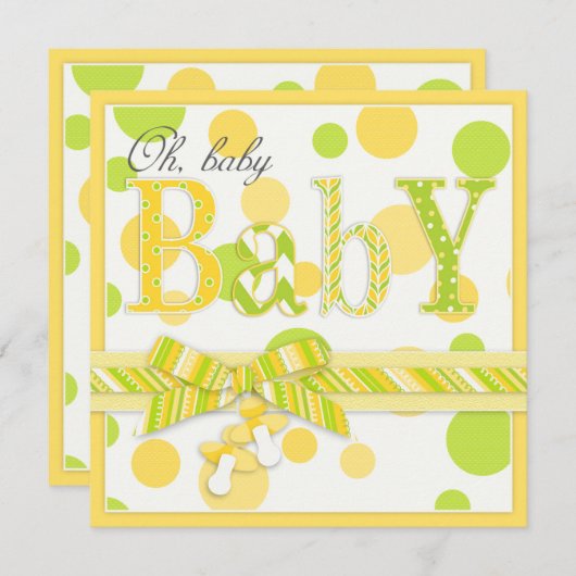 Zitronen-Limone Punkt-Baby-Dusche Einladung (Vorne/Hinten)