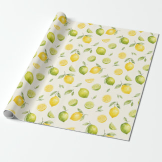 Zitronen-Limonen-Aquarell-Fruchtmuster-Geschenk Geschenkpapier