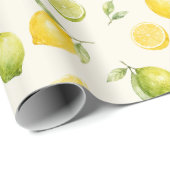Zitronen-Limonen-Aquarell-Fruchtmuster-Geschenk Geschenkpapier (Rolleneckpunkt)