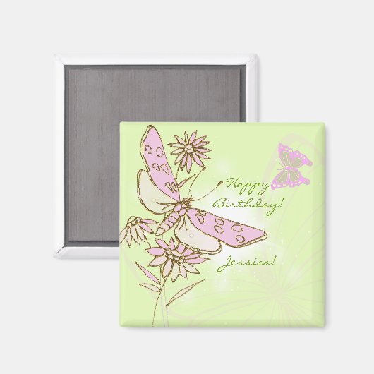Zitronen-Limonen-Rosa-Schmetterling Magnet (Vorderseite/Rückseite)