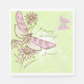 Zitronen-Limonen-Rosa-Schmetterling Serviette (Vorderseite)
