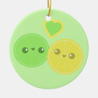 Zitronen-Limones Herz Kawaii Keramikornament