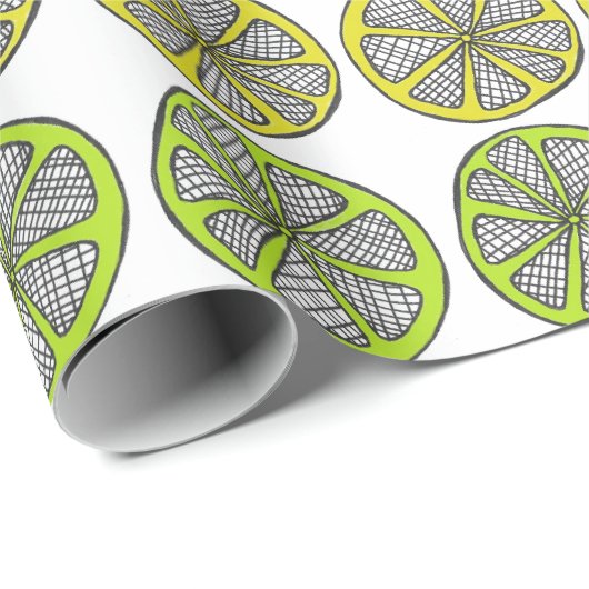 Zitronen-Limones Verpackungs-Papier Geschenkpapier (Rolleneckpunkt)