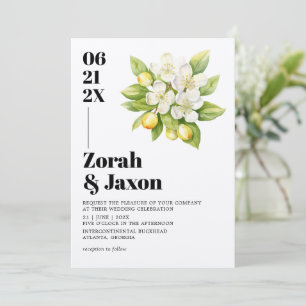 Zitronen-Magnolien-Zitrus-Hochzeitseinladung Einladung