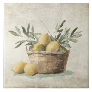 Zitronen mediterrane Olivenblätter rustikal Fliese